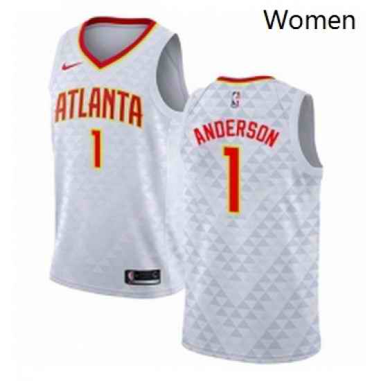 Womens Nike Atlanta Hawks 1 Justin Anderson Swingman White NBA Jersey Association Edition